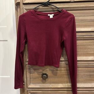 Bozzolo Maroon Long Sleeve Crop Top